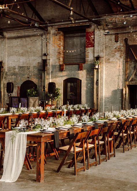 Colorful Industrial Wedding, Industrial Garden Wedding, Industrial Wedding Decorations, Warehouse Wedding Reception, Industrial Loft Wedding, Industrial Style Wedding, Industrial Wedding Reception, Industrial Modern Wedding, Modern Industrial Wedding