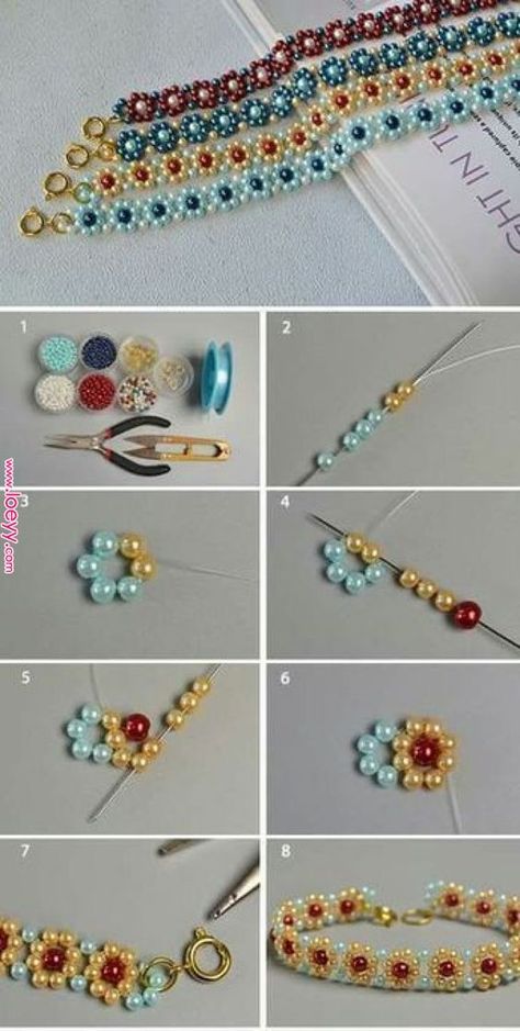 Pola Kupluk, Anting Manik, Bracelets With Beads, قلادات متدلية, Kraf Kertas, Beaded Bracelets Tutorial, Beaded Jewelry Tutorials, Handmade Jewelry Tutorials, Beaded Bracelet Patterns