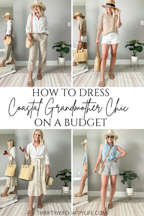 Coastal Grandmother Chic, Costal Chic Outfits, Coastal Grandmother Work Outfits, Coastal Grandmother Wardrobe, Coastal Grand Mother Outfits, Womens Shorts 2023, Thrifty Wife Happy Life, Coastal Grandmother Summer Outfits, Coastal Grandmother Aesthetic Outfits Summer