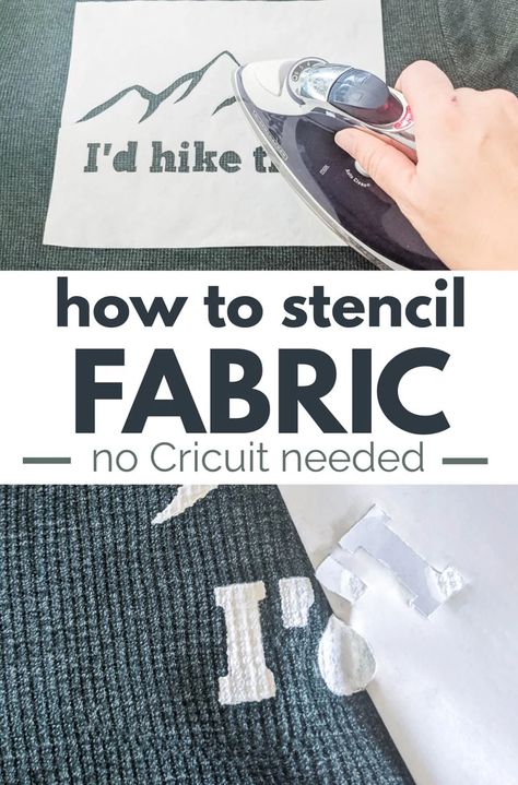 Diy Fabric Stencil, How To Stencil Paint On Fabric, How To Stencil On Fabric, How To Make A Stencil Diy, How To Make Stencils With Cricut, Stencil Painting On Fabric, Stencil Printing On Fabric, Stencil Fabric Paint, Stencil On Fabric