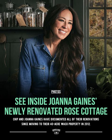 See inside of Joanna Gaines' beautiful rose cottage HERE ➡️ https://go.countryrebel.com/joanna-gaines-rose-cottage Joanna Gaines Garden House, Joanna Gaines Home Exterior, Joanna Gaines Homes Exterior, Joanna Gaines Rose Shed, Magnolia Cottage Grove, Joanna Gaines New Kitchen, Joanna Gaines Window Treatments, Joanna Gaines Style Kitchens, Joanna Gaines Castle