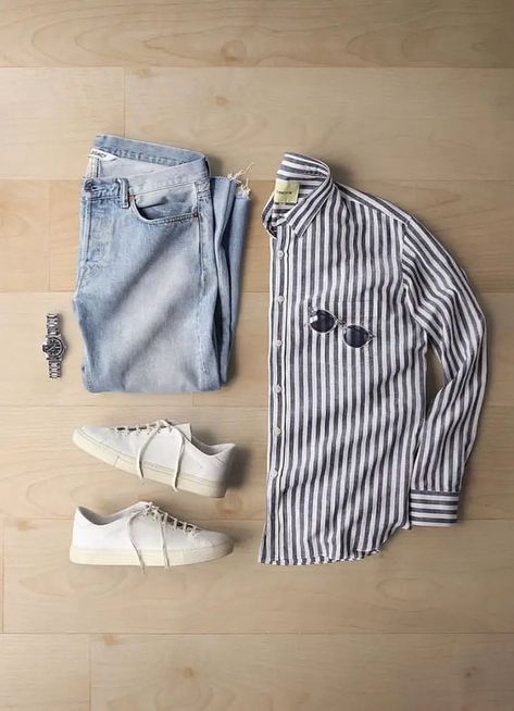 Outfit Grid Men, Mens Fashion Summer Outfits, Mens Smart Casual Outfits, Simple Casual Outfits, Urban Explorer, Mens Summer Outfits, Mens Fashion Wear, Men Fashion Casual Shirts, Stylish Summer Outfits