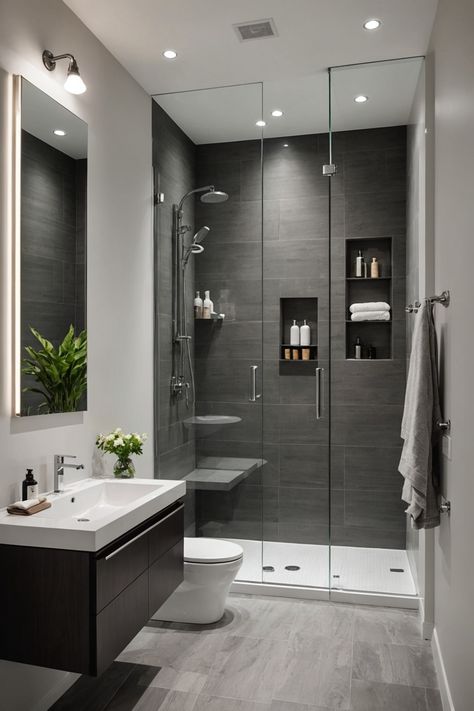 Mirrors Bathroom Without Toilet, Small Powder Bathroom, Small Powder Bathroom Ideas, Powder Bathroom Ideas, Simple Small Bathroom Ideas, Toilet And Bathroom Design, Bathroom Design Styles, Bathroom Interior Design Modern, Powder Bathroom