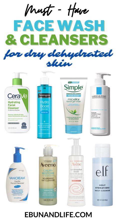 If you are looking for a face wash or cleanser for your dry dehydrated skin, here are eleven best drugstore face wash you can try. Best Face Wash Routine, Dry Skin Cleanser Products, Best Dry Skin Face Wash, Dry Skin Face Wash Products, Face Wash For Textured Skin, Dry Dehydrated Skin Routine, Best Face Cleanser For Dry Skin, Best Gentle Face Cleanser, Best Cleansers For Dry Skin