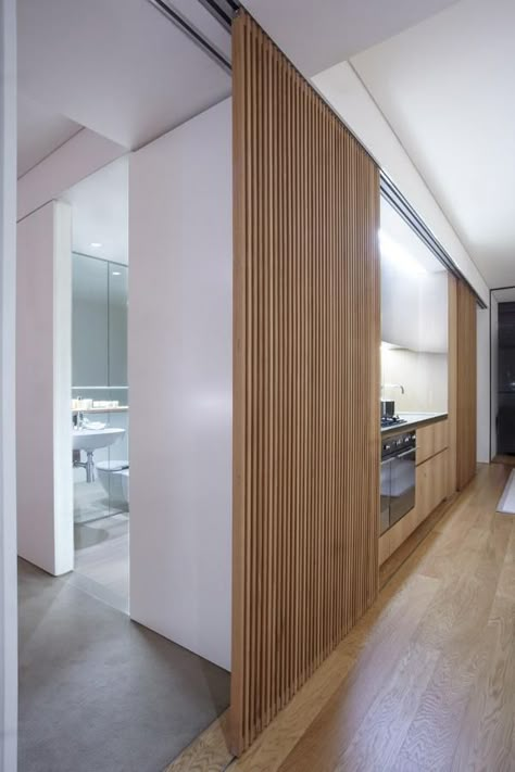 Modern | ombiaiinterijeri Timber Screen, Wooden Sliding Doors, Timber Screens, Sliding Door Design, Hidden Kitchen, Hallway Ideas Entrance Interior Design, Sliding Doors Interior, Hallway Ideas Entrance Narrow, Wood Interiors