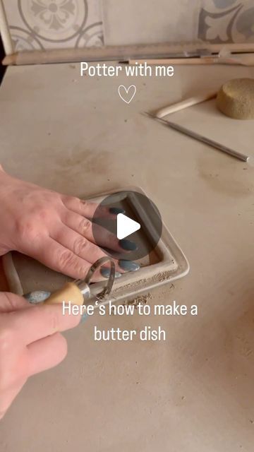 How To Make A Ceramic Butter Dish, Hand Built Pottery Butter Dish, Diy Butter Dish, Ceramic Butter Dish Template, Pottery Butter Dish Ideas, Air Dry Clay Butter Dish, Butter Ceramic Dish, Clay Butter Dish, Beginner Pottery Hand Building