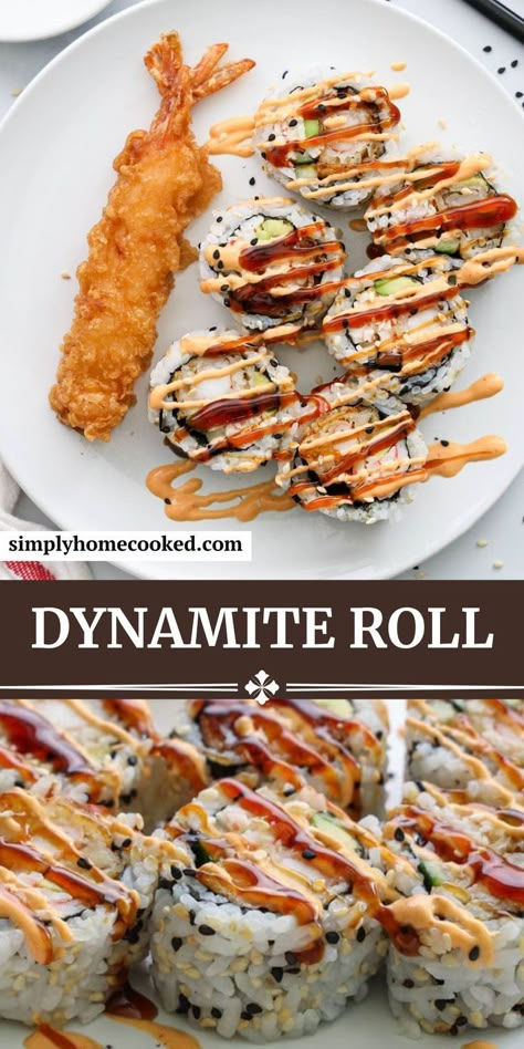 Dynamite Roll, Sushi Recipes Homemade, Sushi Roll Recipes, Types Of Sushi, Sushi At Home, Sushi Night, Homemade Sushi, Sushi Roll, Sushi Recipes