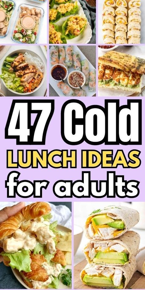 Cold Lunch Ideas For Adults, Cold Lunch Ideas For Work, Lunch Ideas For Adults, Healthy Cold Lunches, Cold Lunch Ideas, Easy Meal Prep Lunches, Work Lunch Ideas, Cheap Lunch, Meal Prep Lunches