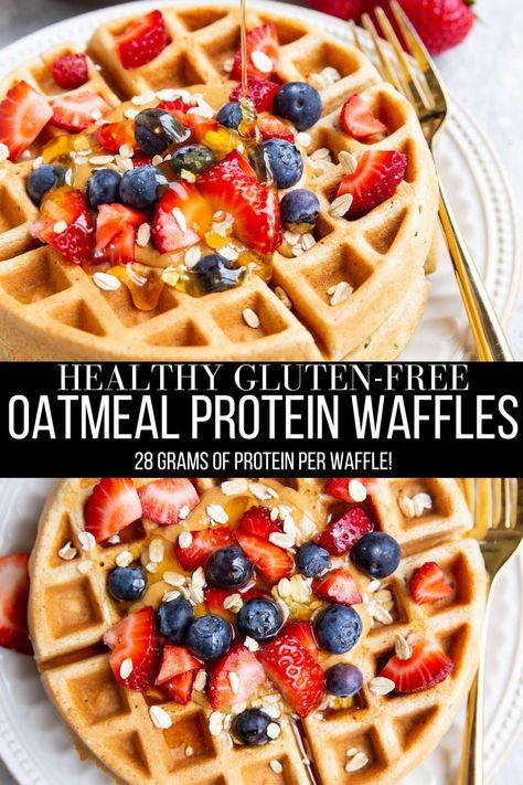 High Protein Waffle Recipe, Protein Waffle Recipe, Fluffy Oatmeal, Waffle Recipe Healthy, Oatmeal Protein, Dairy Free Protein, A Balanced Meal, Healthy Waffles, Protein Baking