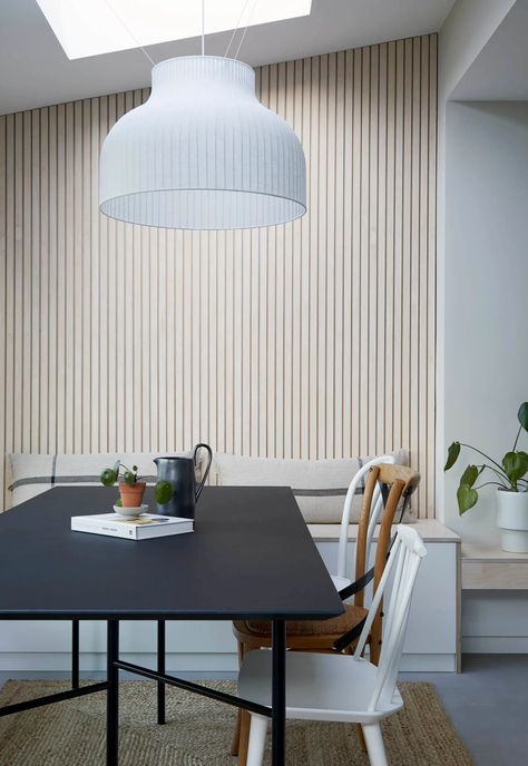 Scandi Panelling, Wall Panelling Utility Room, Scandi Wall Panelling, Wall Panelling Kitchen, Japandi Panelling, Dining Area Panelling, Scandi Utility Room, Scandi Wall Decor, Vertical Paneling Walls