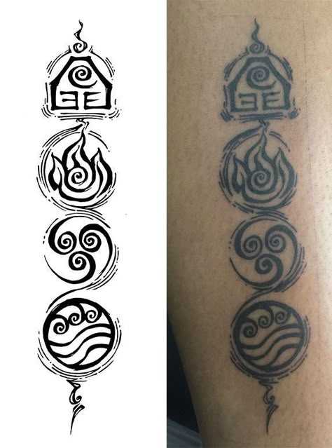 Air Bender Tattoo Design, Four Elements Tattoo Avatar, Element Air Tattoo, Avatar The Last Airbender Element Tattoo, Avatar The Last Air Bender Tattoo Ideas, Avatar Last Air Bender Tattoo, Fire Bender Tattoo, Earth Bender Tattoo, Water Bender Tattoo