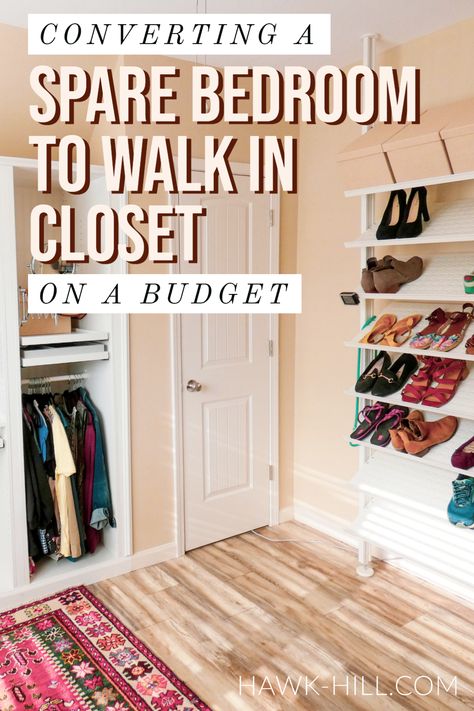 Bedroom To Walk In Closet, Budget Dressing Room, Spare Bedroom Dressing Room Ideas, Turning A Bedroom Into A Closet, Bedroom Into Dressing Room, Bedroom Into Closet, Spare Room Walk In Closet, Bedroom Turned Closet, Closet On A Budget