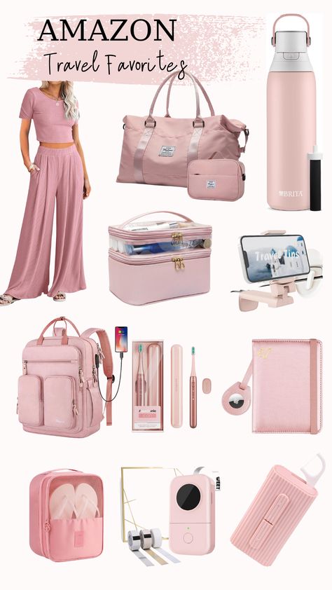 Pink travel clothes and accessories Pink Travel, Amazon Travel, Travel Clothes, Find Amazon, Clothes And Accessories, Favorite Products, Travel Outfit, Travel, Pink