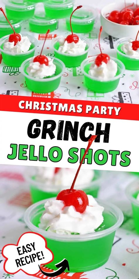 Grinch Christmas Shots, Moonshine Jello Shots Recipes, Grinch Jello Shots Recipe, Game Day Jello Shots, Key Lime Pie Jello Shots, Vodka Jello Shots Easy, Christmas Shots Jello, Christmas Jello Shots Recipes, Holiday Jello Shots Christmas