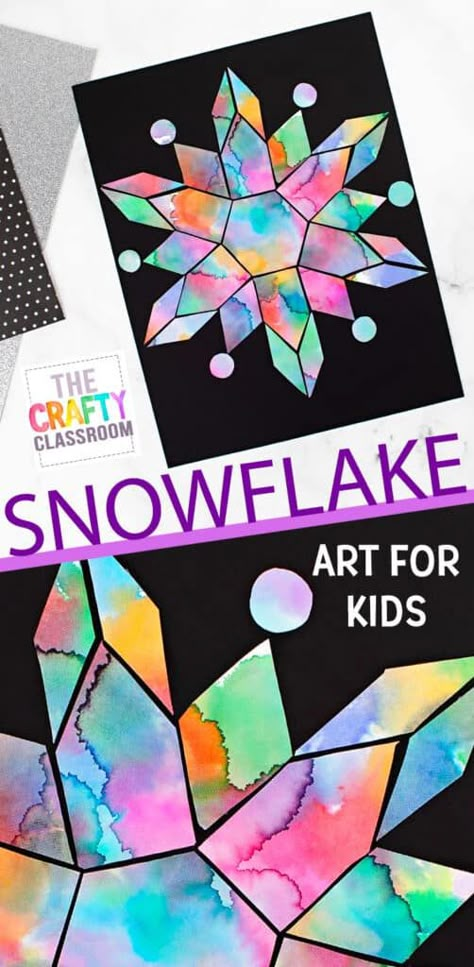 3d Winter Scene Paper Craft, 2024 Art For Kids, Christmas Middle School Art Projects, Christmas Crafts For Elementary Students, Winter Art Lessons For Middle School, Snow Art Projects For Kids, Pre K Art Activities, Winter Art Activities For Kids, Snowflake Art Project