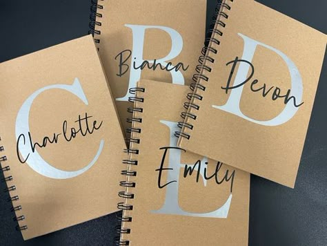 Customized Notebooks Cover, Personalised Notebook Cover, Cricut Journal Cover Ideas, Cricut Notebook Cover, Cricut Notebook Cover Ideas, Note Book Design Cover Ideas, Brown Lined Paper, Destination Wedding Bridesmaid Gifts, Custom Notebook Cover