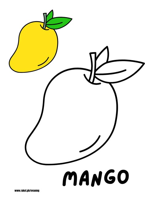 Mango Coloring Page, Fruits Colouring Pages For Kids, Coloring Worksheets For Preschoolers, Colouring Worksheets For Kindergarten, Free Preschool Printables Alphabet, Emotions Words, Improve Knowledge, Back To School Crafts For Kids, Animal Pictures For Kids