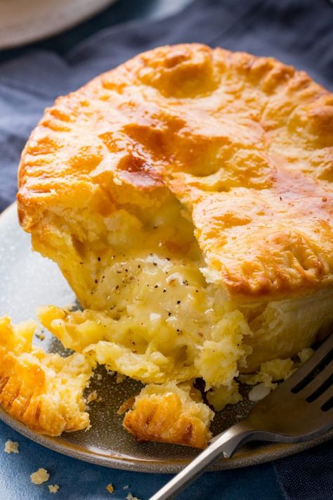 Buttery shortcrust pastry stuffed with a beautiful gooey cheese, potato and onion filling. A fantastic meat-free pie and comforting dinner. Alfie Boe Most Recent, Cheese And Onion Pie, Pie Images, Savory Pastries, Kitchen Sanctuary, Dinner Pies, Savoury Pies, British Cooking, Onion Pie