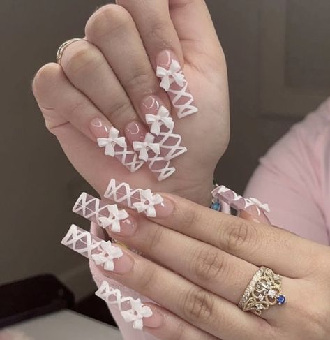 Doll Nails, Corset Nails, Girls Nail Designs, Coquette Nails, Valentines Day Nails, Cute Acrylic Nail Designs, Exotic Nails, Really Cute Nails, Soft Nails