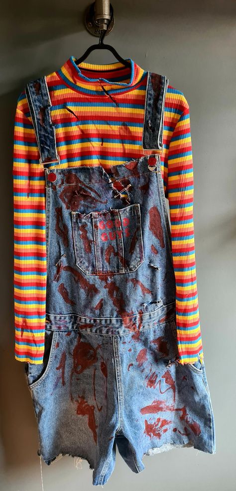 Chucky Outfit Women, Chucky Overalls, Chucky Outfit, Good Guys Chucky, Chucky Childs Play, Chunky Costume, Childs Play, Minimalist Icons, Halloween Outfit