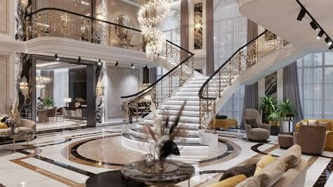 Mansions Interior, Luxury Staircase, Luxury Mansions Interior, Luxury Houses Mansions, Luxury Mansions, Luxury House Interior Design, Marble Flooring, Indie Room, Art Deco Home