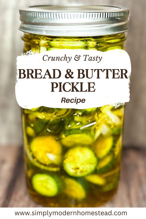 Bread And Butter Pickles - Simply Modern Homestead Homemade Pickles Bread And Butter, Bread Butter Pickles Canning, Bread And Butter Pickle Recipe Canning, Crunchy Bread And Butter Pickle Recipe, Refridge Pickles Bread And Butter, Refrigerator Bread And Butter Pickle Recipe, Canned Bread And Butter Pickles Recipe, Bread And Butter Pickles Canning, Easy Bread And Butter Pickles