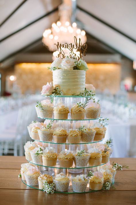 Classic Pastel Winelands Wedding at Holden Manz by Illuminate Photography Wedding Cake And Cupcakes, Cake With Cupcakes, Rustic Cupcakes, Cupcake Tower Wedding, Cupcake Stand Wedding, Evening Reception, Wedding Cake Alternatives, Small Wedding Cakes, Cupcake Display