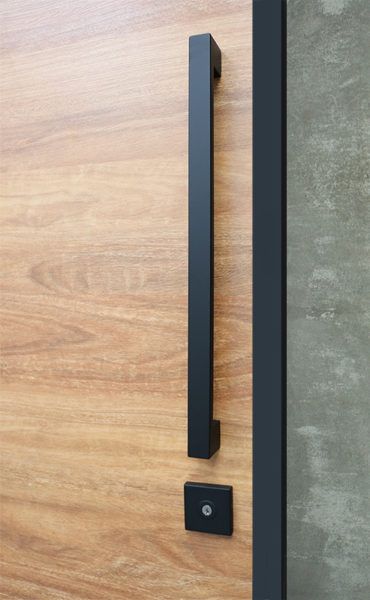 Chic Ways to Easily Update Drawer and Door Hardware in Your Home | Hunker Porte In Ferro, Front Door Hardware, Door Handles Modern, Door Handle Design, Black Front Doors, Black Door Handles, Modern Front Door, Front Door Handles, Entrance Door Design