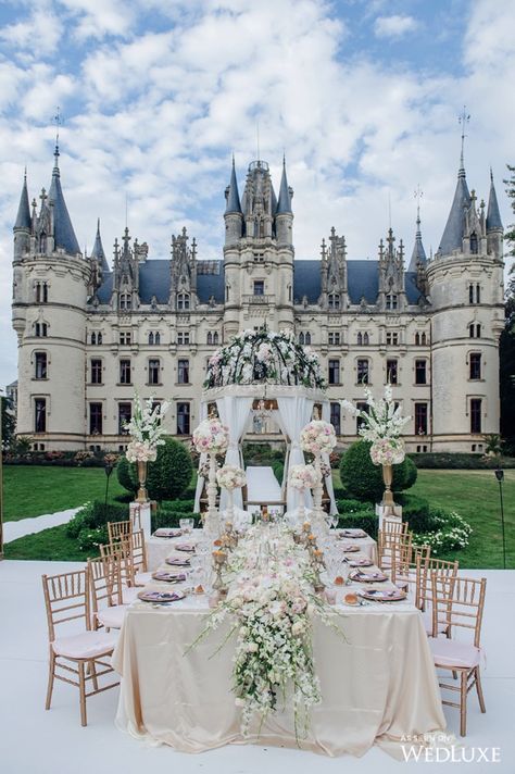 WedLuxe – A Fairytale Wedding Set In An Enchanting French Château | Photography by: AGI Studio Follow @WedLuxe for more wedding inspiration! French Chateau Wedding, Flowers And Greenery, Chateau Wedding, Chateau France, Beautiful Castles, French Chateau, French Wedding, Castle Wedding, A Castle