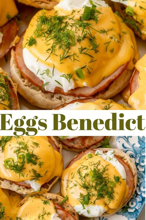 We love eggs benedict for easter brunch or anytime we want a great breakfast recipe! the best eggs Benedict recipe ever! Unique Egg Recipes, Easy Eggs Benedict Recipe, Eggs Benedict Healthy, Eggs Benedict Breakfast Bake, Egg Benedict Recipe, Different Eggs Benedict, English Recipes, Easter Brunch Ideas, Unique Eggs Benedict Recipes