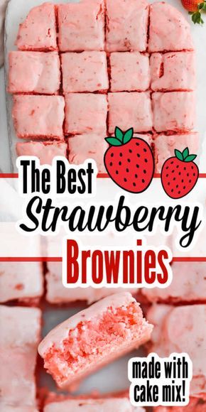 Strawberry Brownies Recipe, Creamy Frosting, Strawberry Brownies, Dessert Oreo, Strawberry Dessert Recipes, Easy No Bake, Desserts Easy, Brownies Recipe, Protein Recipes