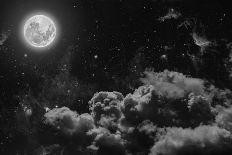 Moon Wallpaper Landscape Laptop, Stars Aesthetic Night Skies Landscape, Sky With Stars And Moon, Night Sky With Stars, Sky With Stars, Moon And Clouds, Night Sky Moon, Night Clouds, Photo Night