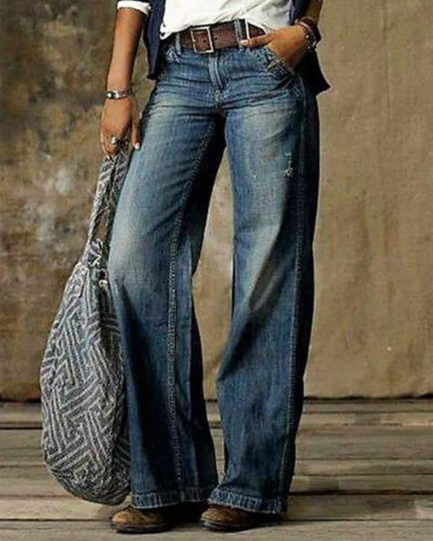 f5c3dd7514bf620a1b85450d2ae374b1desc50541178ri Vestiti In Jeans, Popular Jeans, Jean Large, Design Mom, Retro Mode, Jeans Casual, New Pant, Loose Jeans, Type Of Pants