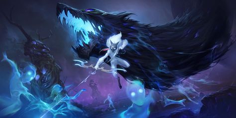 Kindred League Of Legends, Lambs And Wolves, Lol Fanart, Champions League Of Legends, League Art, Lol Art, League Of Legends Art, League Of Legends Characters, Splash Art