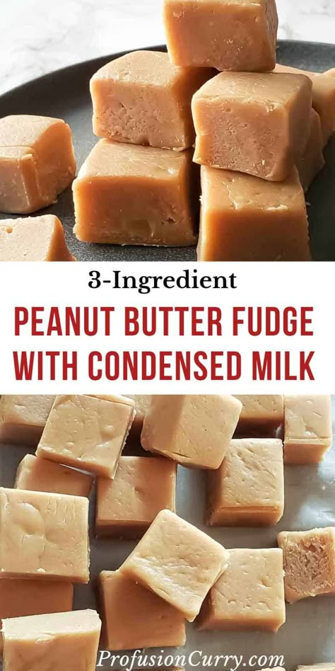 Luscious peanut butter fudge is decadent rich, velvety smooth, and sweet - and the secret ingredient that makes it so luxurious is the condensed milk. This 3-ingredient peanut butter fudge is hard to resist no bake dessert. Condensed Milk Peanut Butter Fudge, Fudge Recipe Condensed Milk, Peanut Butter Fudge Recipes, Condensed Milk Recipes Easy, Baked Fudge Recipe, Fudge With Condensed Milk, Peanut Butter Fudge Recipes Easy, No Bake Fudge, Sweetened Condensed Milk Recipes