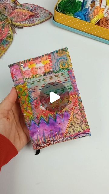 Paint And Stitch On Fabric, Fabric Covered Journals, Slow Stitching Projects Easy, Slow Stitch Journal Cover, Slow Stitching Patterns, Fabric Art Journal, Slow Stitch Book, Slow Stiching Projects Ideas, Fabric Books How To Make