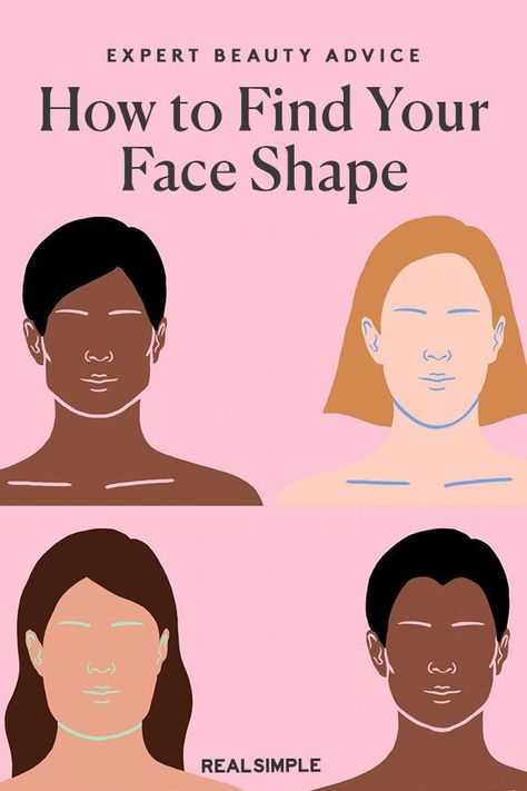 How to Find Your Face Shape | Use our simple face shape guide and what to look for to help you figure out the best hairstyles or makeup placements for your face shape. #beautytips #realsimple #skincare #makeuphacks #bestmakeup Find Your Face Shape, Rectangle Face Shape, Oblong Face Shape, Glasses For Face Shape, Rectangle Face, Face Shapes Guide, Haircut For Face Shape, Glasses For Your Face Shape, Long Face Shapes