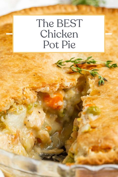 This chicken pot pie is truly the BEST ever! A creamy, savory filling is packed with tender chicken, fresh veggies, and a curated blend of spices. The flaky, buttery crust makes this chicken pot pie irresistible, comforting, and a family-favorite! The Best Chicken Pot Pie, Easy Chicken Pot Pie Recipe, Best Chicken Pot Pie, Chicken Pot Pie Filling, Homemade Chicken Pot Pie, Chicken Pot Pie Recipe, Pot Pie Filling, Pot Pie Recipe, Turkey Pot Pie