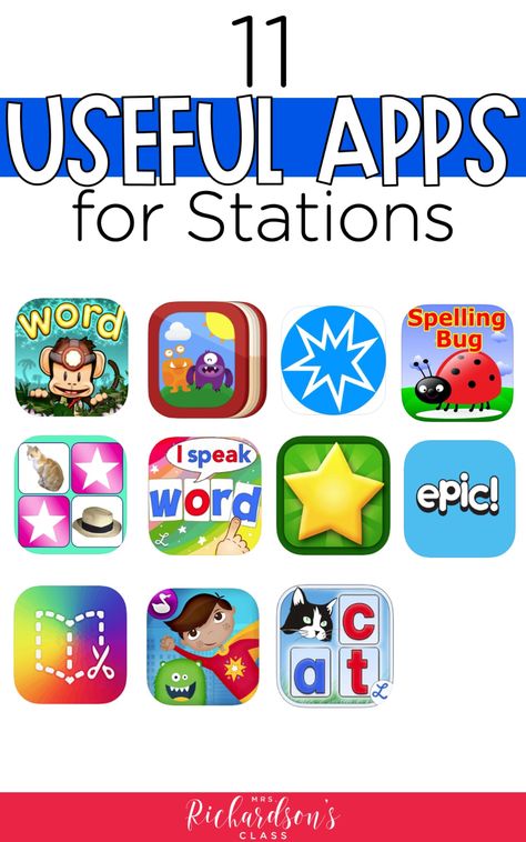 Boost your kindergarten, first, and second grade students' skills in phonics, sight words, reading, and writing with these top apps for literacy stations. You'll love them all, especially the FREE ones! Phonics Apps, Best Learning Apps, Sensory Classroom, Phonics Sight Words, Elementary Technology, Math Apps, Computer Literacy, Phonics Free, First Grade Phonics