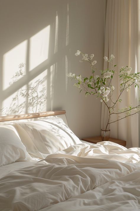 16 Minimalist Bedroom Cleaned Room Aesthetic, Soft Bed Aesthetic, Peaceful Room Decor, Clean Bed Aesthetic, Clean Room Minimalist, White Clean Bedroom, Cozy Clean Room, White Cozy Aesthetic, Clean Space Aesthetic