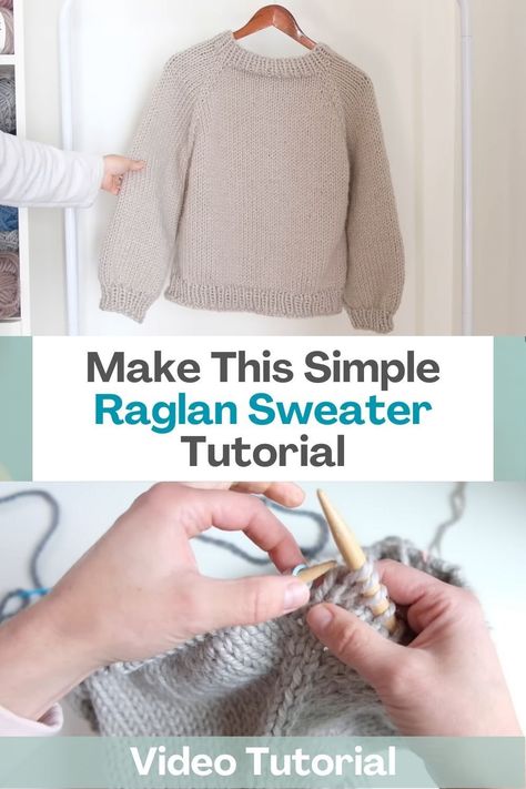 Looking for a knitting project that's both easy and stylish? Look no further! Our comprehensive video tutorial will show you how to knit a gorgeous raglan sweater from scratch, no matter your skill level. Whether you're a seasoned pro or just starting out, this project is perfect for you. Our simple design is easy to follow, yet still provides a satisfying challenge that's sure to leave you feeling proud of your creation. But that's not all - this sweater pattern is made with chunky yarn... Chunky Sweater Pattern Knitting, How To Knit A Sweater Step By Step, Knit Simple Sweater, Chunky Raglan Sweater Knitting Pattern, Beginner Chunky Knit Sweater Pattern Free, Raglan Sleeve Pattern Knitting Free, Free Knitting Patterns For Women Sweater Ravelry, Simple Jumper Knitting Pattern, Chunky Raglan Sweater Pattern