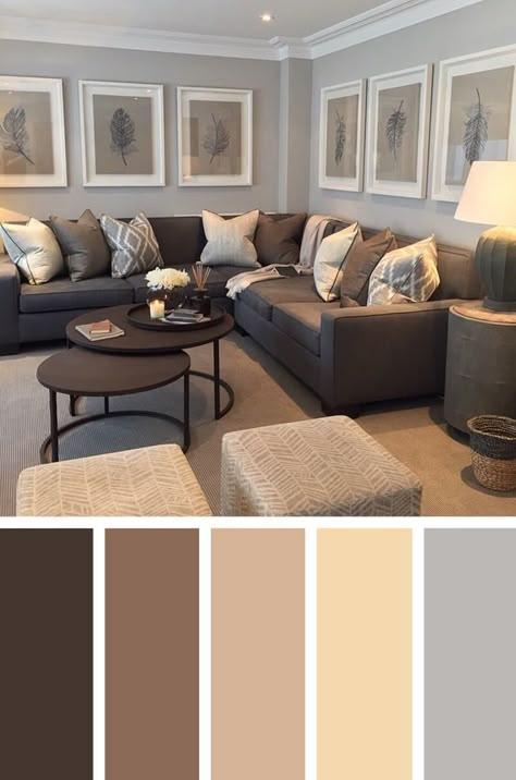 Good Living Room, Good Living Room Colors, Grey And Brown Living Room, Living Room Decor Brown, Room Decor Brown, Living Room Decor Brown Couch, Sofa Design Ideas, Colour Hallway, Brown Couch