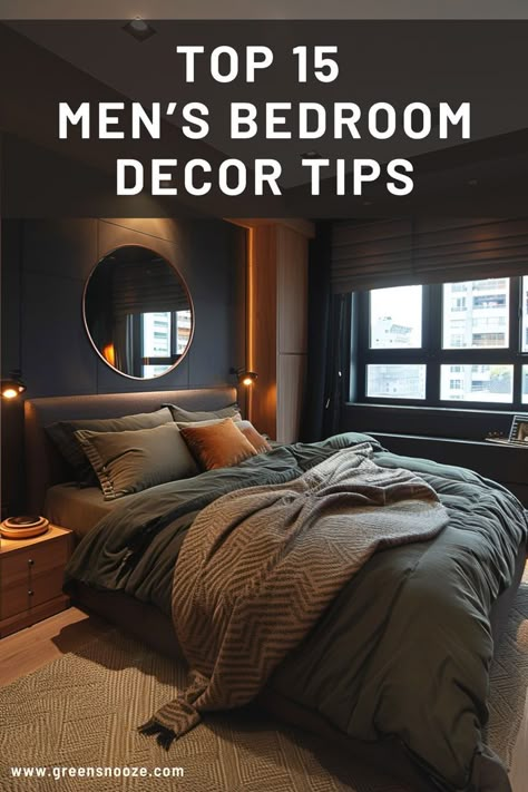 bedroom decor, mens bedroom inspiration, male bedroom ideas, dark bedroom Beds For Men Masculine Bedrooms, Industrial Masculine Bedroom, Black Masculine Bedroom, Masc Bedroom Aesthetic, Bedroom Ideas For Small Rooms Men Modern, Simple Masculine Bedroom, Small Men Bedroom Ideas, Industrial Bedroom Decor Ideas, Apartment Decorating For Men Bedroom