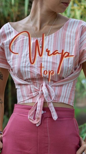 Meticulous Mathilda on Instagram: "✨Wrap top✨ • • • #wraptop #diy #sewing #memade #vintage #handmade #costura #hechoamano" Vintage Wrap Top, Vintage Top Sewing Pattern, Easy Wrap Top Pattern, Free Wrap Top Sewing Pattern, Easy Sewing Top, Sew Wrap Top, Wrap Top Pattern Free, Diy Wrap Shirt, Wrap Blouse Diy