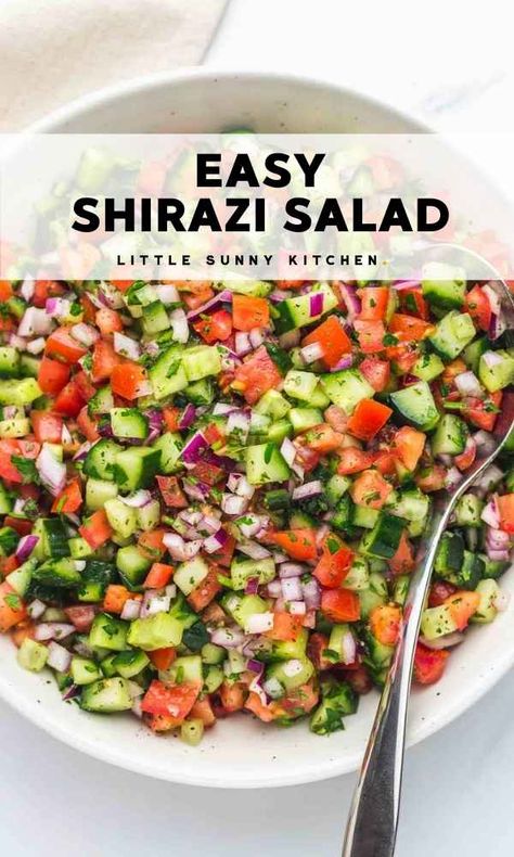 Persian Salad, Shirazi Salad, Little Sunny Kitchen, Keto Ground Beef, Sunny Kitchen, Middle East Recipes, Persian Cuisine, Diet Doctor, Lebanese Recipes