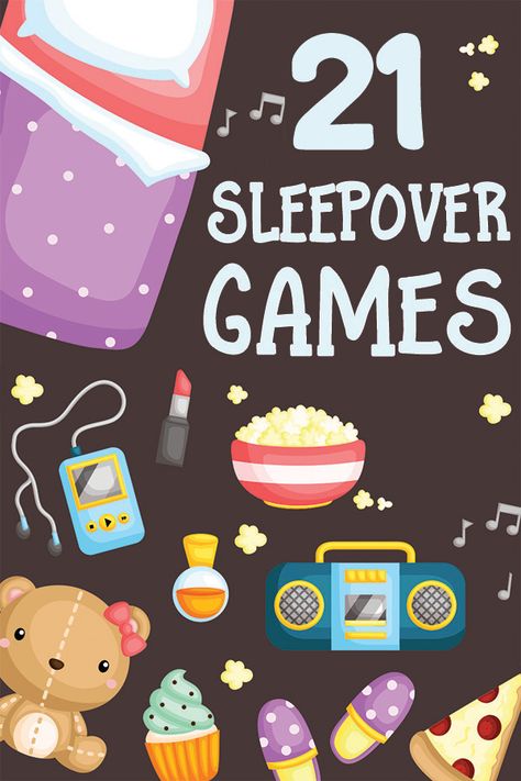 21 Sleepover Games for Your Next Kids Pajama Party #partygames #kidsparty #sleepover Kids Pajama Party, Pijamas Party Ideas, Pajama Party Games, Girls Sleepover Party, Cer Nocturn, Teenager Party, Sleepover Party Games, Birthday Sleepover Ideas, Slumber Party Birthday