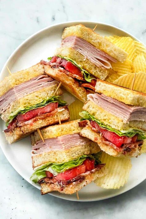 How to Make a GREAT Club Sandwich | foodiecrush.com Turkey Club Sandwich Recipes, Foodiecrush Recipes, Club Sandwich Recipe, Turkey Club Sandwich, Tuna Melt Recipe, Club Sandwich Recipes, Lenten Recipes, Sandwhich Recipes, Turkey Club