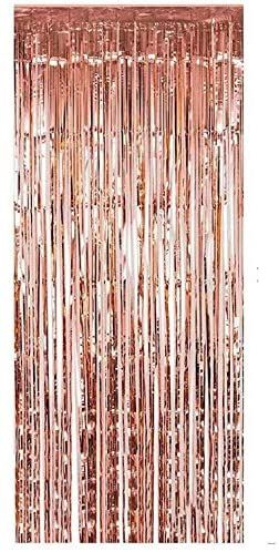 Rose Gold Foil Curtain, Foil Curtain Backdrop, Rose Gold Curtains, Tinsel Curtain, Foil Fringe Curtain, Door Backdrop, Halloween Curtains, Fringe Curtains, Rose Gold Party Decor