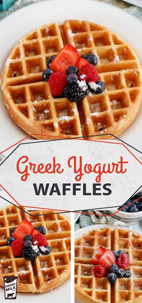 Yogurt Waffle Recipe, Greek Yogurt Waffles, Yogurt Waffles, Healthy Breakfast Recipes Clean Eating, Waffles Healthy, Breakfast Ideas Healthy Clean Eating, Waffle Recipe Healthy, Yogurt Greek, Breakfast Kids