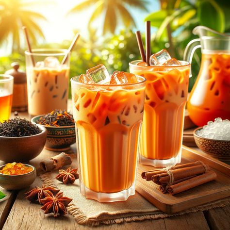 Thai Iced Tea, Black Tea Leaves, Spicy Thai, Pu Erh Tea, Coconut Ice Cream, Thai Tea, Thai Dishes, Masala Chai, Thai Curry